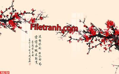 File tranh File tranh gốc dán tường hươu nai sừng K77673 (bản gốc) in lụa 3D