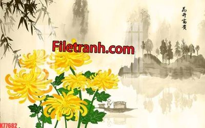 File gốc File tranh gốc dán tường hươu nai sừng K77682 (cho in ấn) độc quyền