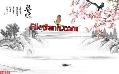 File in trần File tranh gốc dán tường hươu nai sừng K77699 (bản gốc) mây trời