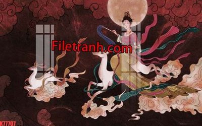 File gốc File tranh gốc dán tường hươu nai sừng K77707 (phong cách) cổ điển