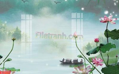 File in lụa File tranh gốc dán tường đẹp K78063 (phong cảnh) File tranh gốc dán tường đẹp K78063