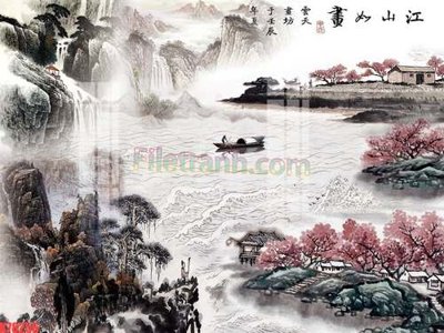 File PSD File tranh gốc dán tường đẹp K78256 (gốc) nhiều lớp (multi-layer)