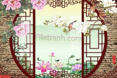 File gốc File tranh gốc dán tường đẹp K79362 (in lụa) tranh phong thủy
