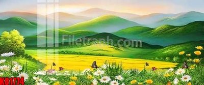 File in trần File tranh gốc tổng hợp K81774 (bản gốc) phong cảnh