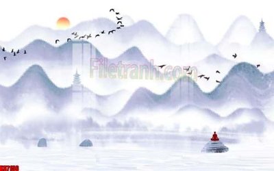 Tải file File gốc in tranh tổng hợp tường nền K87156 (gốc) chủ đề hoa sen