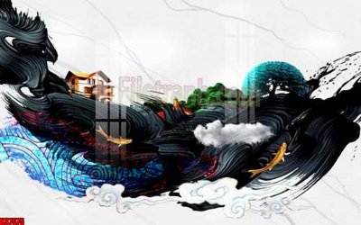 File gốc File gốc in tranh tổng hợp tường nền K87575 (cho in UV) siêu nét