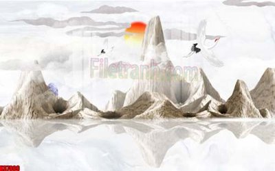 File tranh gốc in trần nhà File gốc in tranh tổng hợp tường nền K87809 3D