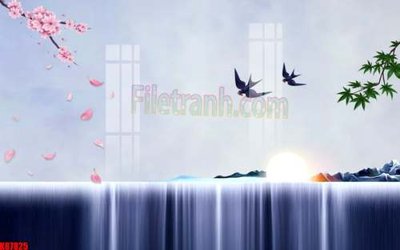 File gốc File gốc in tranh tổng hợp tường nền K87825 (in lụa) chi tiết cao