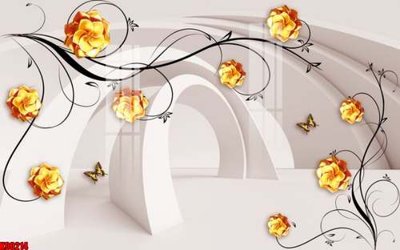 File gốc File tranh gốc tổng hợp tranh nền tường đẹp K90214 (in lụa) hoa văn cổ điển