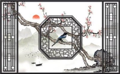 Download file gốc File tranh gốc tổng hợp tranh dán nền tường đẹp K91471 (in lụa) nghệ thuật