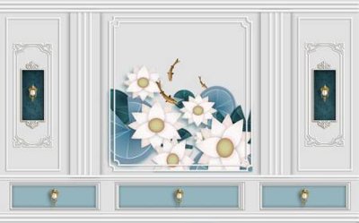 Download file gốc File tranh gốc tổng hợp tranh dán nền tường đẹp K92384 (in lụa) hoa lá