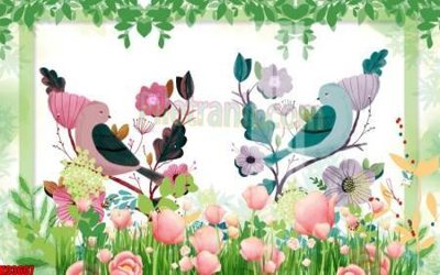 File gốc File tranh gốc tổng hợp tranh nền tường đẹp K93607 (in lụa) trang trí tường