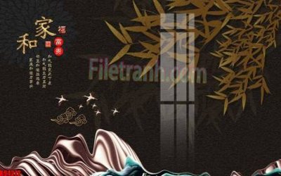 File gốc File tranh gốc tổng hợp tranh nền tường đẹp K94272 (in lụa) tranh mã đáo