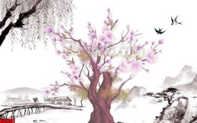 File gốc File tranh gốc tổng hợp tranh nền tường đẹp K94381 (in ấn) màu sắc trung thực