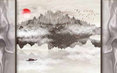 File gốc File tranh gốc tổng hợp tranh nền tường đẹp K95576 (in lụa) tranh mã đáo