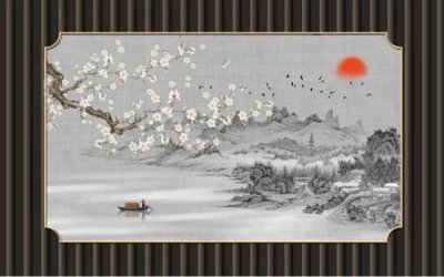 File gốc File tranh gốc tổng hợp tranh nền tường đẹp K96362 (in lụa) tranh thuận buồm