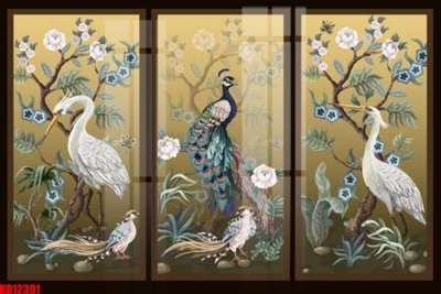 Download file gốc File tranh in décor tranh treo tường tổng hợp KD12391 (in lụa) hoa lá