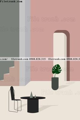 File tranh in trần 3D Kien truc hinh hoc Morandi 503 (ảnh gốc)