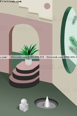 File tranh trang trí Kien truc hinh hoc Morandi 504 (file gốc)