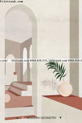 File gốc Kien truc hinh hoc Morandi 508 (in lụa) chi tiết cao