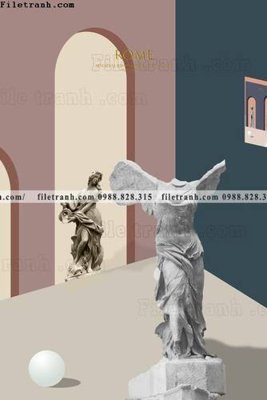 File tranh Kien truc hinh hoc Morandi 510 (gốc) phong cách tối giản