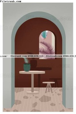 File tranh Kien truc hinh hoc Morandi 533 (bản gốc) in lụa dán tường