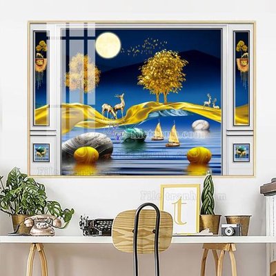 Download file gốc File in tranh tường giả lam sóng led LS108 (in mica) trang trí