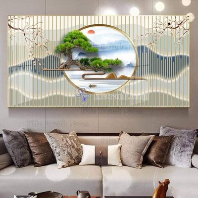 Download file gốc File in tranh tường giả lam sóng led LS116 (in lụa) cao cấp