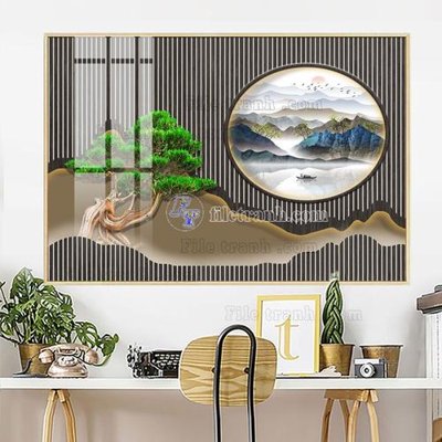Mua file tranh gốc File in tranh tường giả lam sóng led LS119 tại Filetranh.com