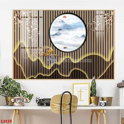 File gốc File in tranh tường giả lam sóng led LS135 (in lụa) cao cấp