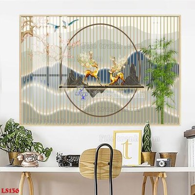 File ảnh File in tranh tường giả lam sóng led LS136 (gốc) cho trang trí nhà hàng