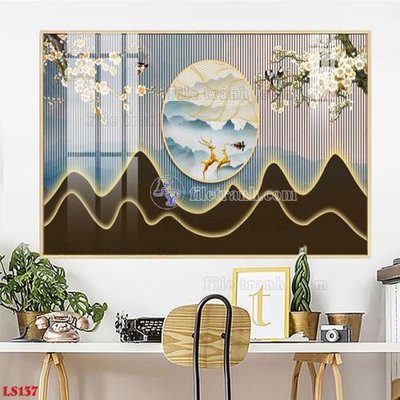 File tranh quảng cáo File in tranh tường giả lam sóng led LS137 (file gốc) chuyên nghiệp