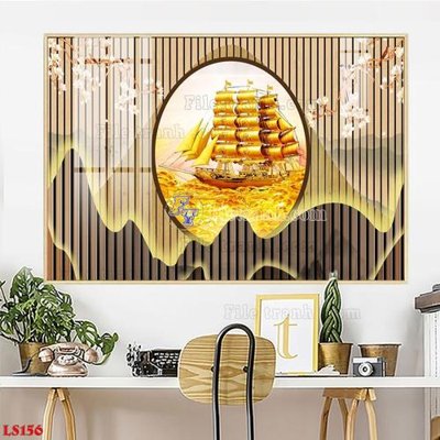 Hình ảnh file gốc File in tranh tường giả lam sóng led LS156 (chất lượng cao)