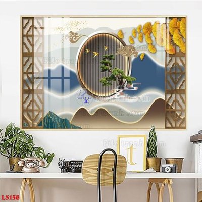File gốc File in tranh tường giả lam sóng led LS158 (in tráng gương) nghệ thuật