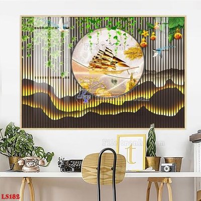 Mua file tranh gốc File in tranh tường giả lam sóng led LS182 tại Filetranh.com