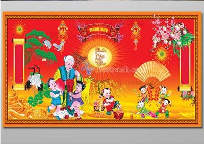 File tranh in trần 3D file in banner phông mừng thọ MT342 (ảnh gốc)