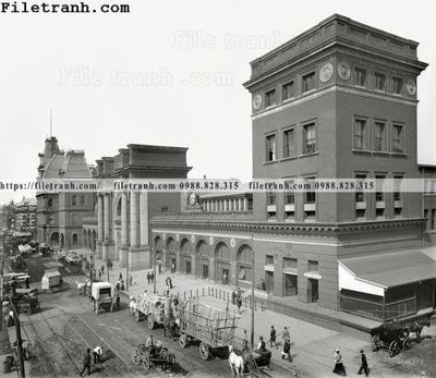File tranh gốc North Terminal Station_ 1890s (bản đẹp) độc quyền