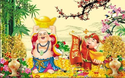 File gốc File phật giáo thần tài P714 (in lụa) hoa văn cổ điển