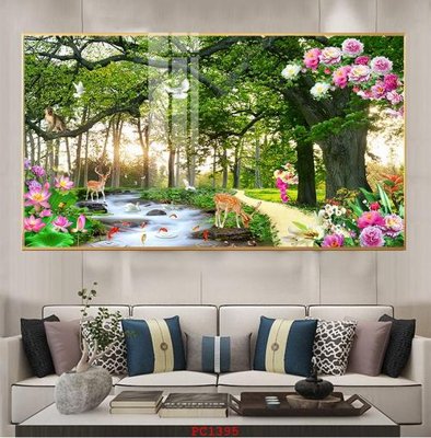 Download file gốc File tranh phong cảnh thiên nhiên PC1395 (in lụa) hoa lá