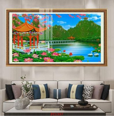 File gốc File tranh phong cảnh thiên nhiên PC1397 (in lụa) chi tiết cao