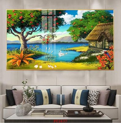 File gốc File tranh phong cảnh thiên nhiên PC1637 (in mica) cắt laser