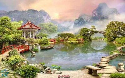 File tranh File gốc phong cảnh PC282 (bản gốc) in lụa dán tường