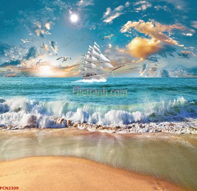File gốc File tranh phong cảnh thiên nhiên PCN2309 (in mica) trang trí
