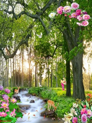 File PSD File tranh phong cảnh thiên nhiên PCN257 (nguyên bản) cho thiết kế