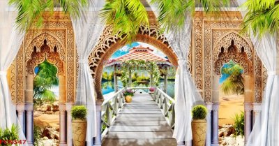 File gốc File tranh phong cảnh thiên nhiên PCN547 (in lụa) chi tiết cao