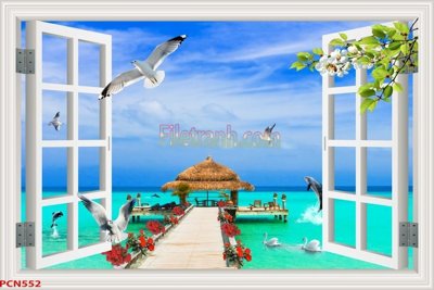 File tranh gốc in trần nhà File tranh phong cảnh thiên nhiên PCN552 3D