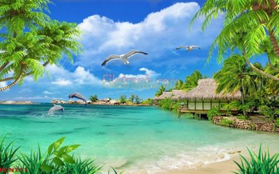 File PSD File tranh phong cảnh thiên nhiên PCN711 (gốc) tách lớp chi tiết