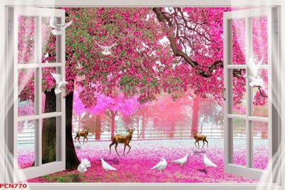 File PSD File tranh phong cảnh thiên nhiên PCN770 (gốc) tách lớp chi tiết