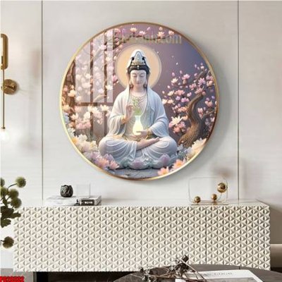 Download file gốc File tranh tròn phật giáo 5D PG20332 (in lụa) tranh 3D