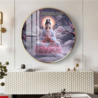 File in lụa File tranh tròn phật giáo 5D PG20353 (hoa văn) File tranh tròn phật giáo 5D PG20353